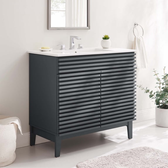 Modway Render 36" Bathroom Vanity in Gray White