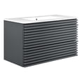 thumbnail image 1 of Modway Render 36" MDF Wood Wall-Mount Bathroom Vanity in Gray/White, 1 of 4
