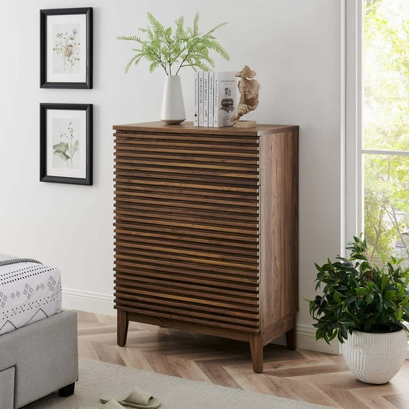 Modway Render 4-Drawer Dresser Chest in Walnut