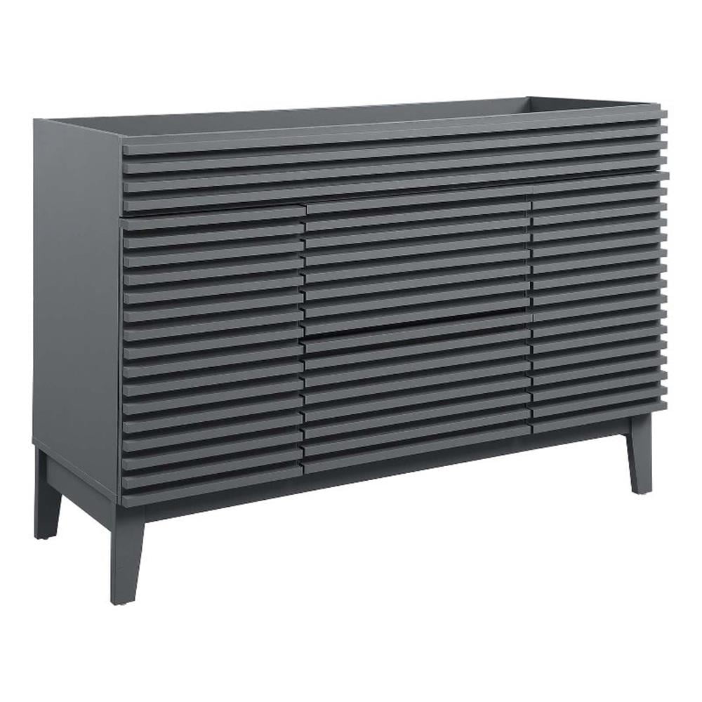 Gray 48" Mid-Century Modern Single Bathroom Vanity Cabinet