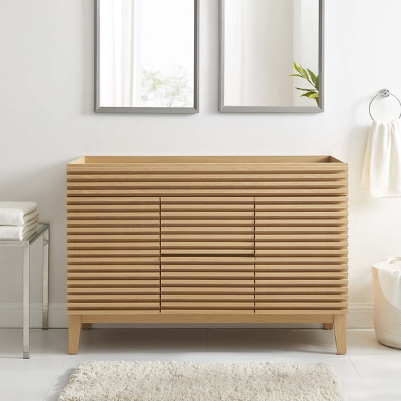 Modway Render 48" Double Sink Compatible (Not Included) Bathroom Vanity Cabinet in Oak