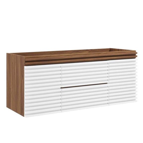 Modway Render 48" MDF and Particleboard Bathroom Vanity Cabinet - White/Walnut