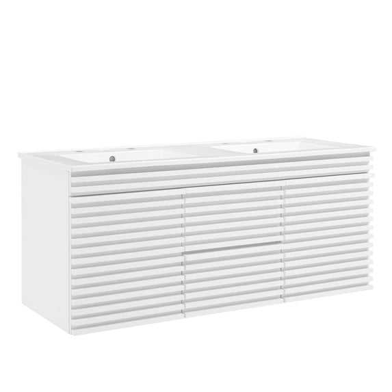 Modway Render 48" MDF and Particleboard Wall-Mount Bathroom Vanity in White