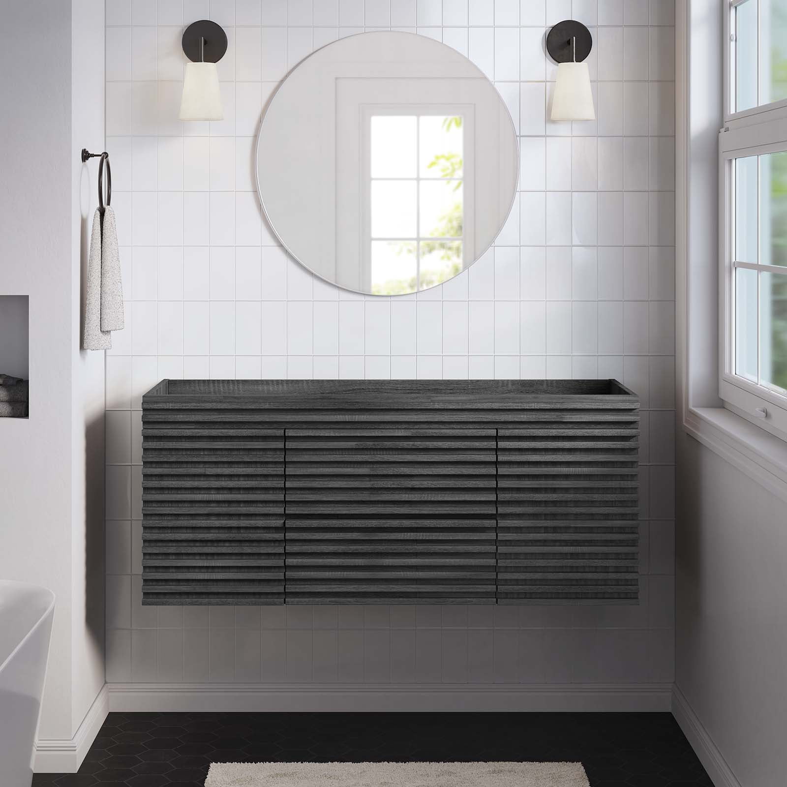 Modway Render 48" Single Bathroom Vanity Cabinet in Charcoal - Walmart.com