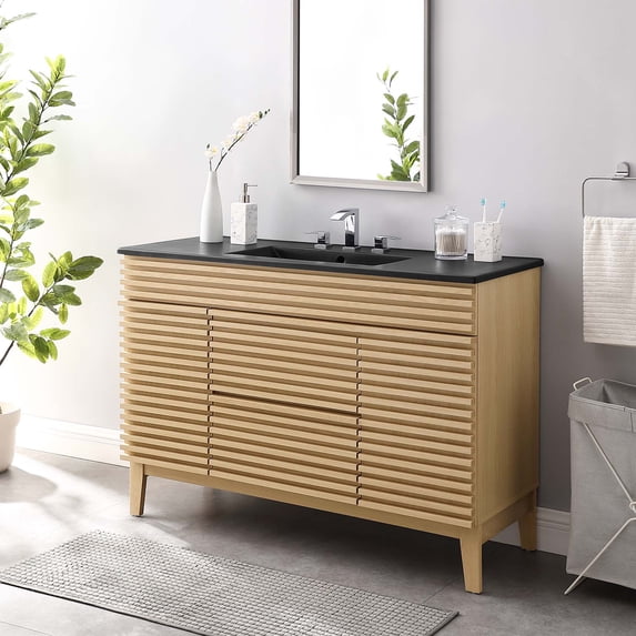 Modway Render 48" Single Sink Bathroom Vanity in Oak Black