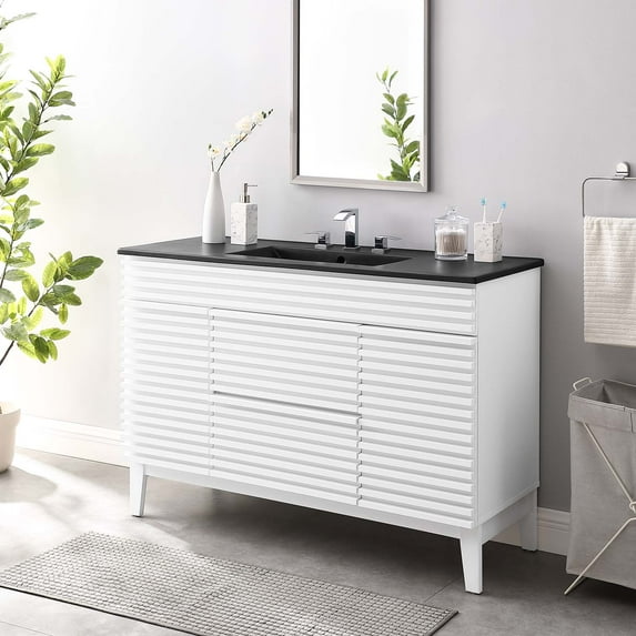 Modway Render 48" Single Sink Bathroom Vanity in White Black