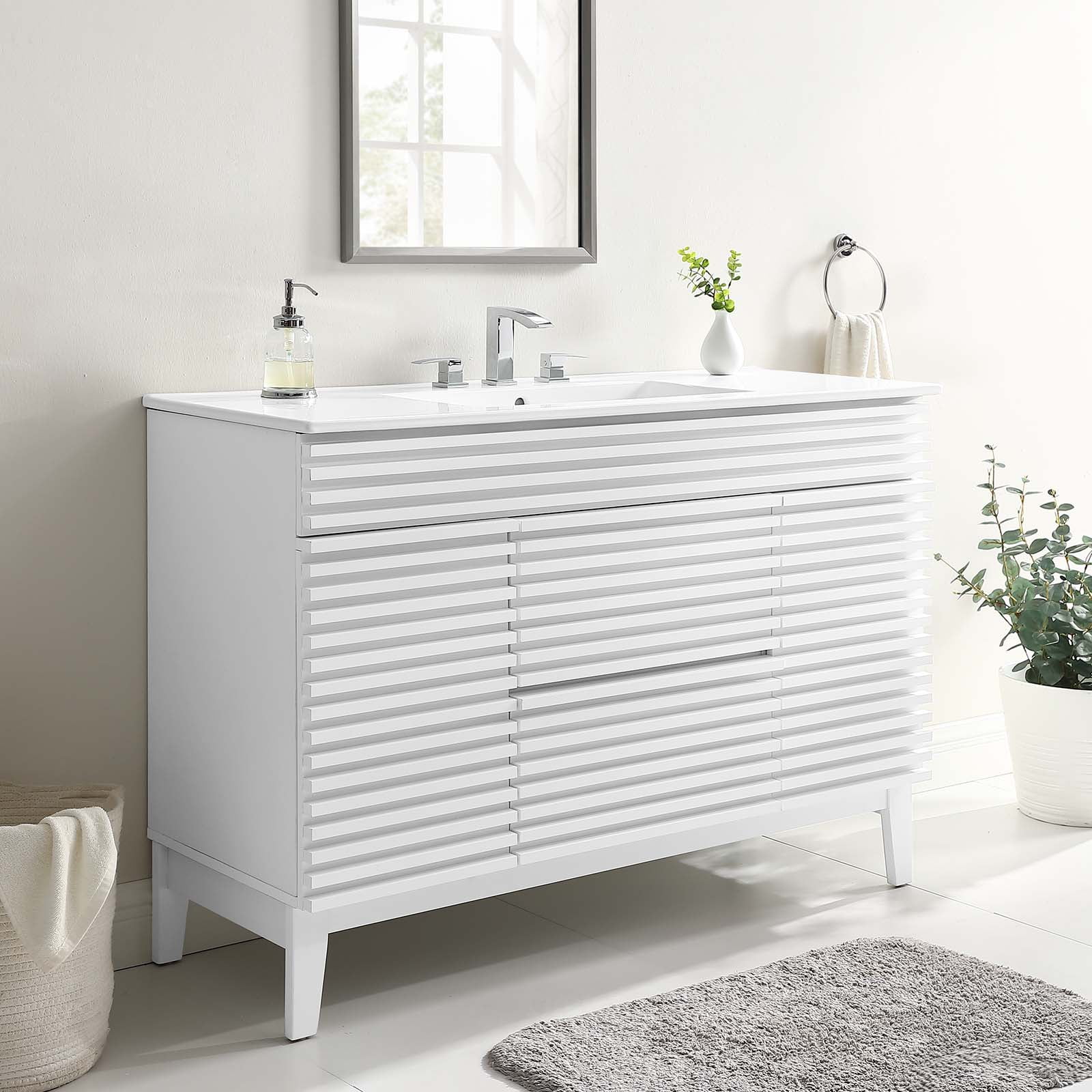 Modway Render 48" Single Sink Bathroom Vanity in White White
