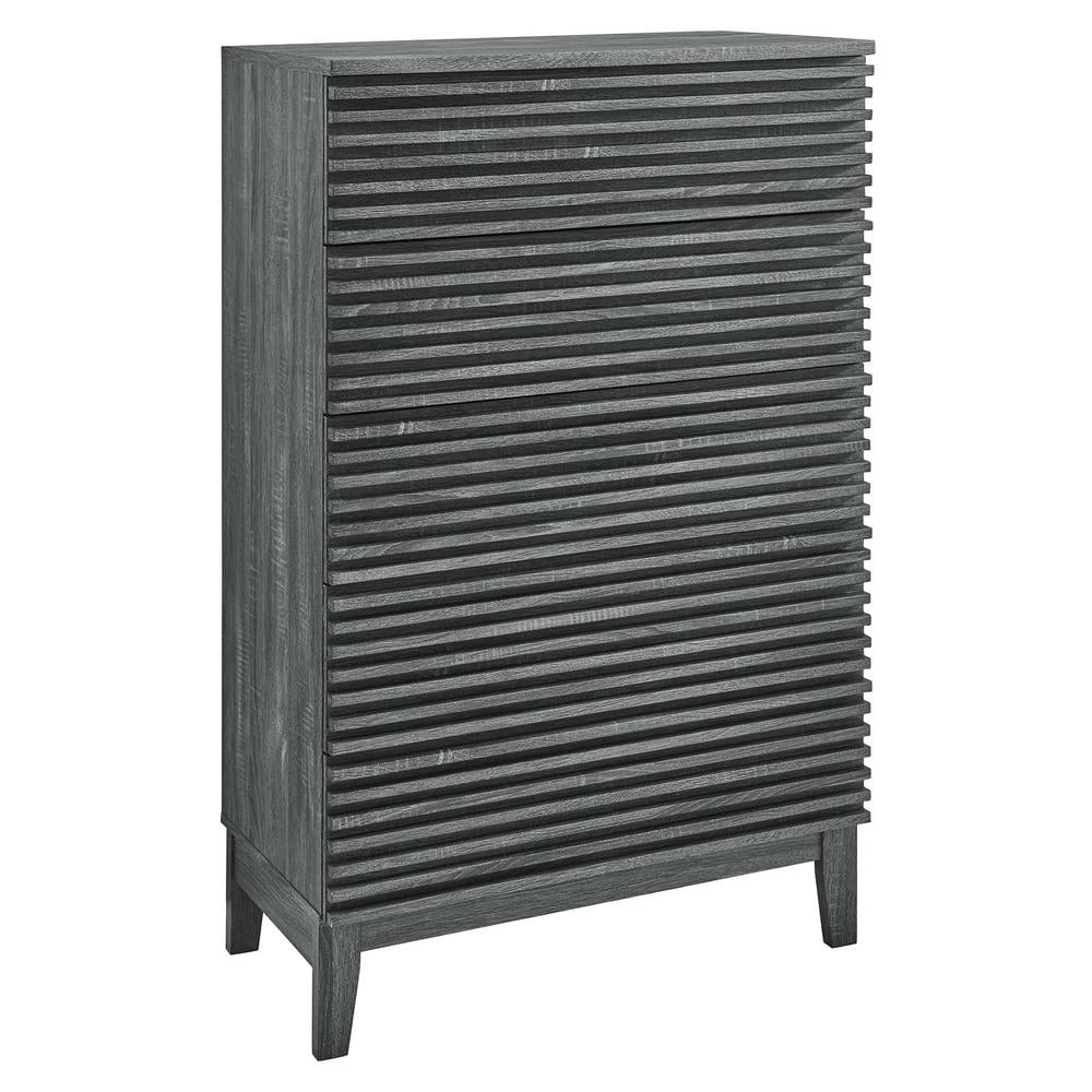 Modway Render 5-Drawer Modern Particleboard Wood Dresser Chest in Charcoal - Walmart.com