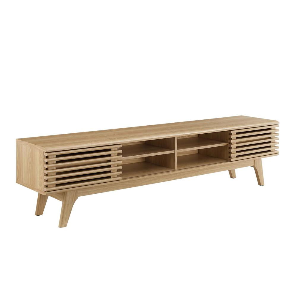 Modway Render 70"W Modern Wood TV Stand for TVs up to 78" in Oak