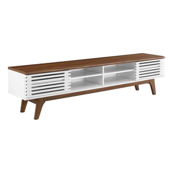 Modway Render 70" Entertainment Center TV Stand in Walnut White