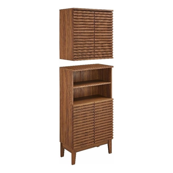 Modway Render Bathroom Cabinet Set in Brown