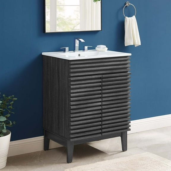 Modway Render Bathroom Vanity in Charcoal White