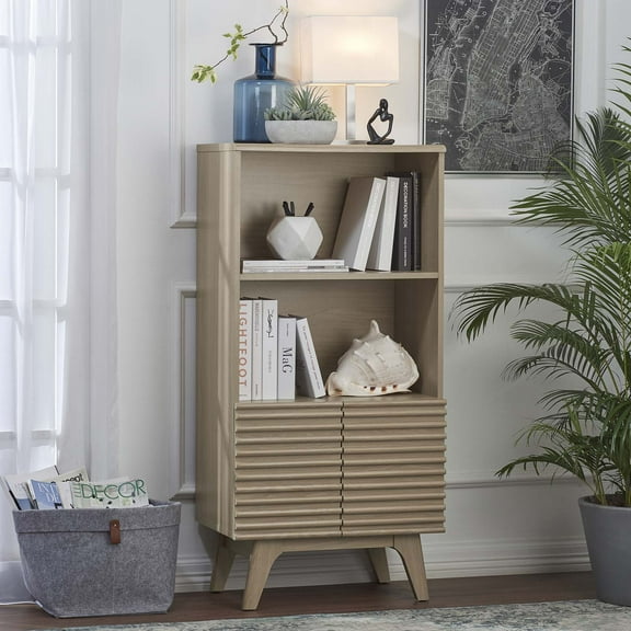 Modway Render Display Cabinet Bookshelf in Oak