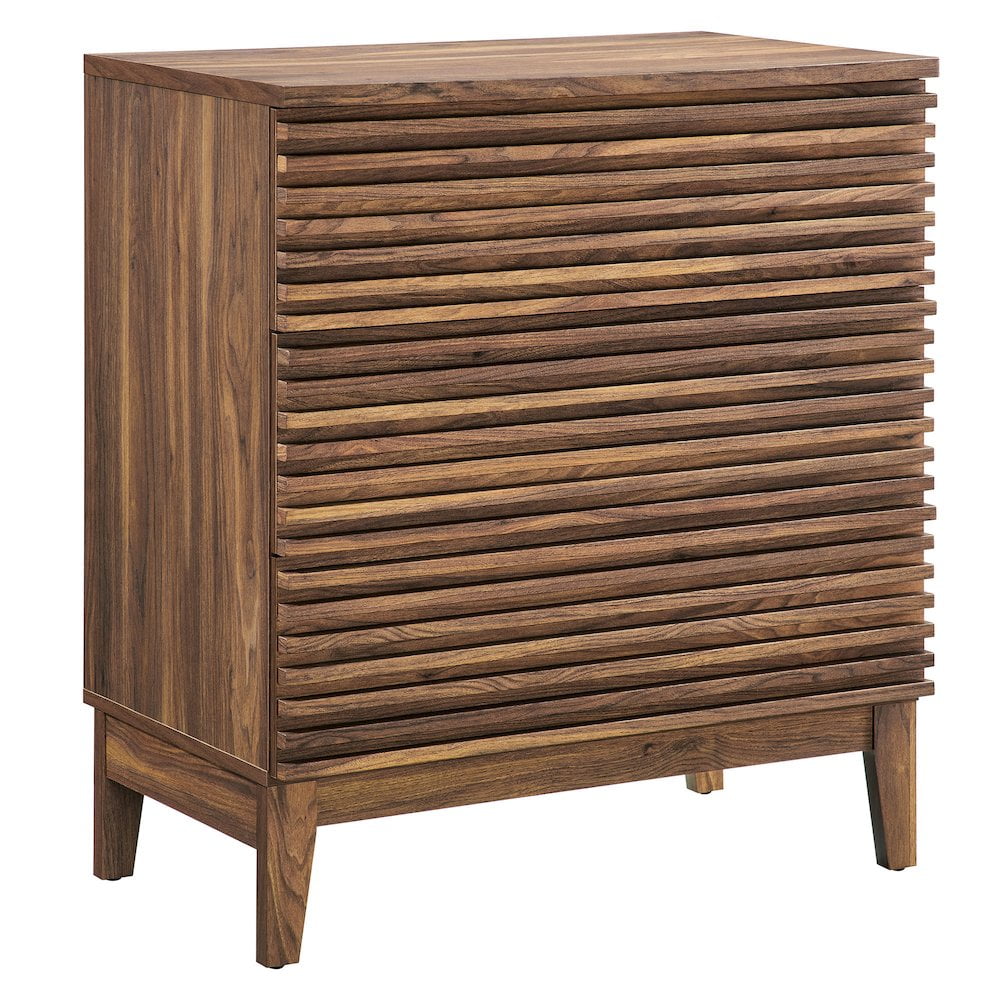 Walnut Wood Grain Large 3-Drawer Nightstand