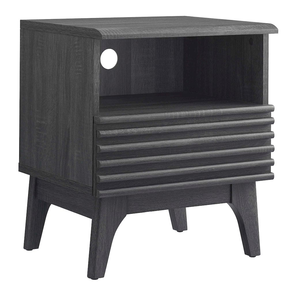 Modway Render Modern Particleboard Wood Nightstand - Charcoal Finish