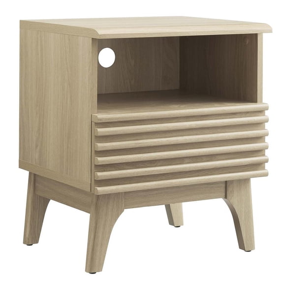 Modway Render Modern Particleboard Wood Nightstand - Oak Finish