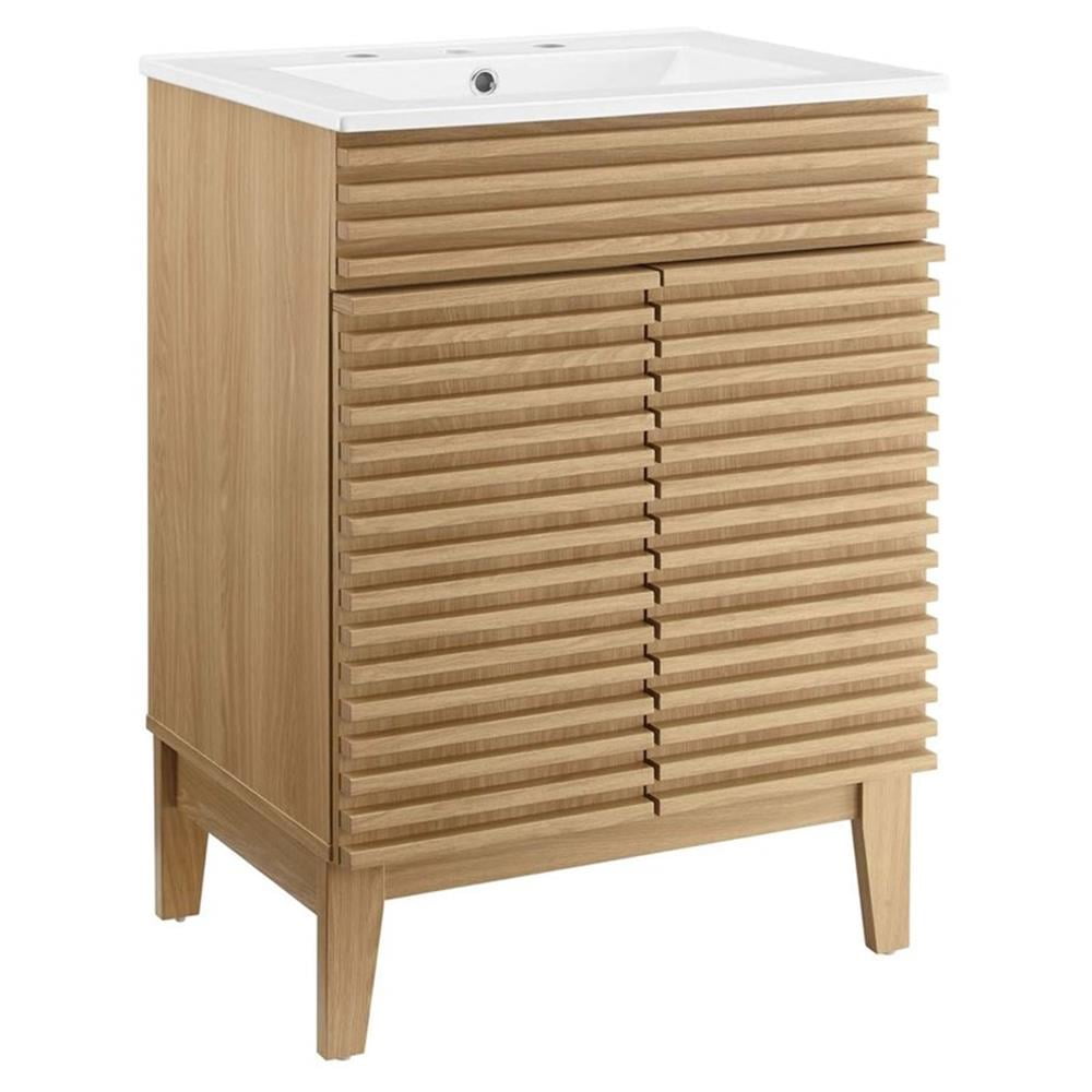 Modway Render Bathroom Vanity in Oak White