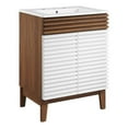 thumbnail image 1 of Modway Render Modern Style Wood Bathroom Vanity in White/Walnut, 1 of 4