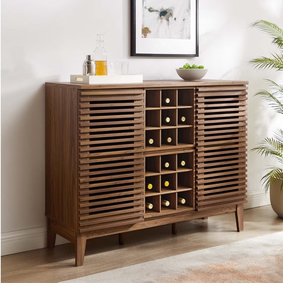 Modway Render Particleboard and Laminate Bar Cabinet in Walnut