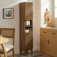 thumbnail image 1 of Render Tall Narrow Bathroom Storage Cabinet in Walnut, 1 of 10