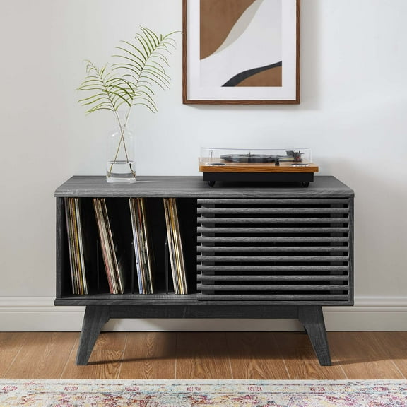 Modway Render Vinyl Record Display Stand in Charcoal
