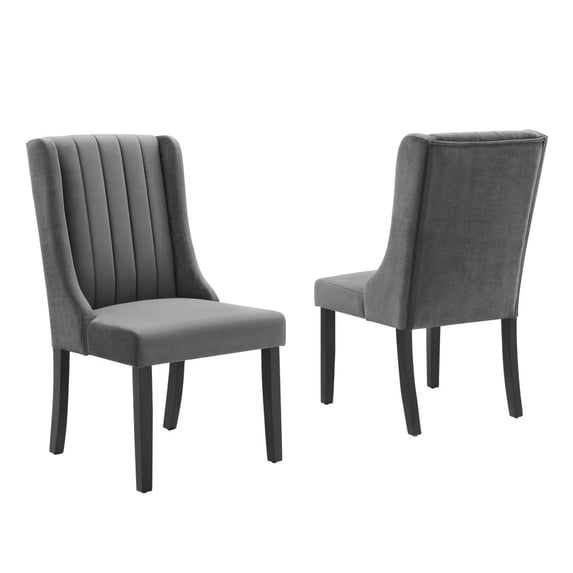 Modway Renew Parsons Performance Velvet Dining Side Chairs - Set of 2 in Gray