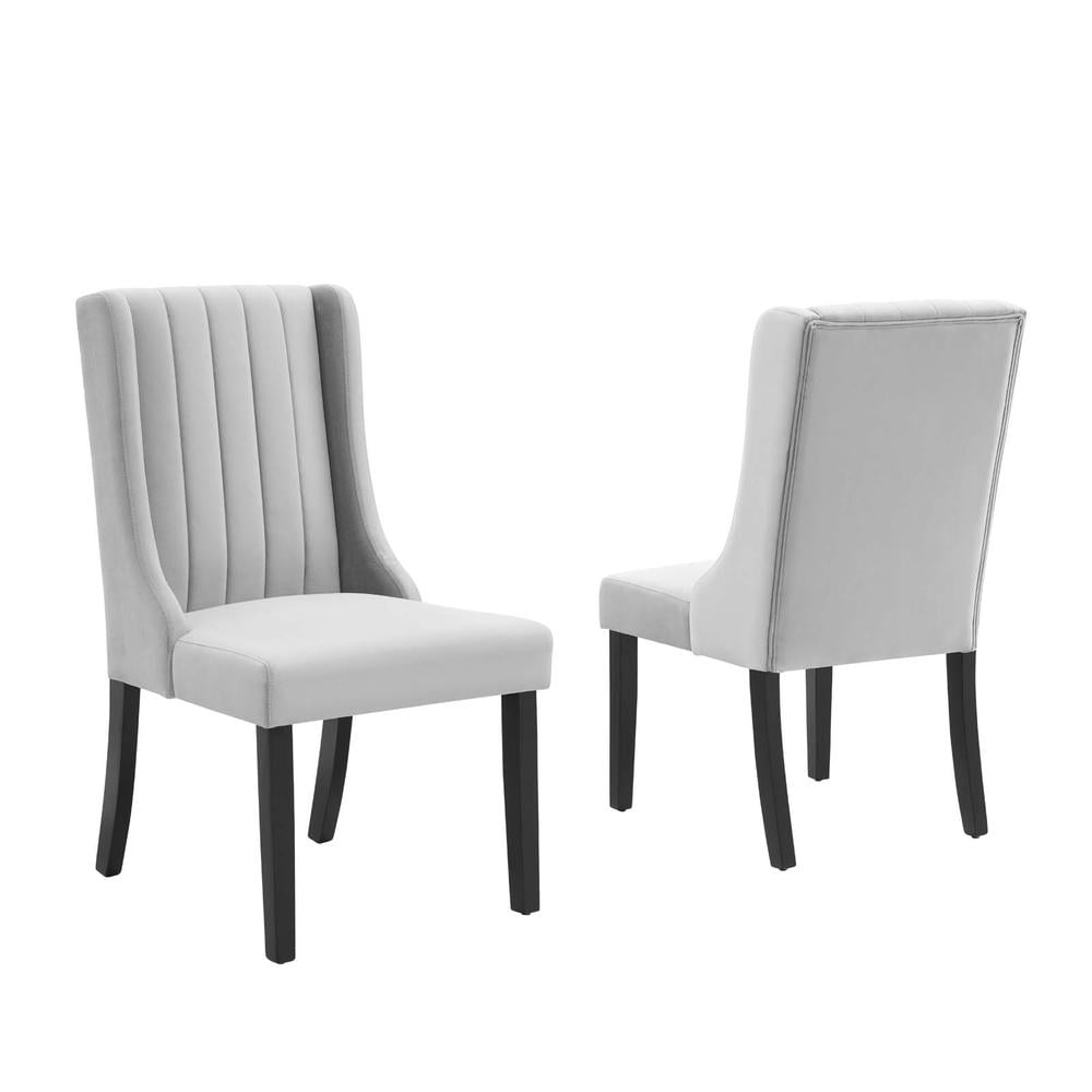 Parsons Light Gray Velvet Side Chair with Channel Tufting - Set of 2