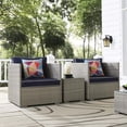 thumbnail image 1 of Modway Repose 3 Piece Outdoor Patio Sectional Set in Light Gray Navy, 1 of 6