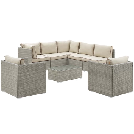 Modway Repose Outdoor Patio 8 Piece Sectional Set, Multiple Colors