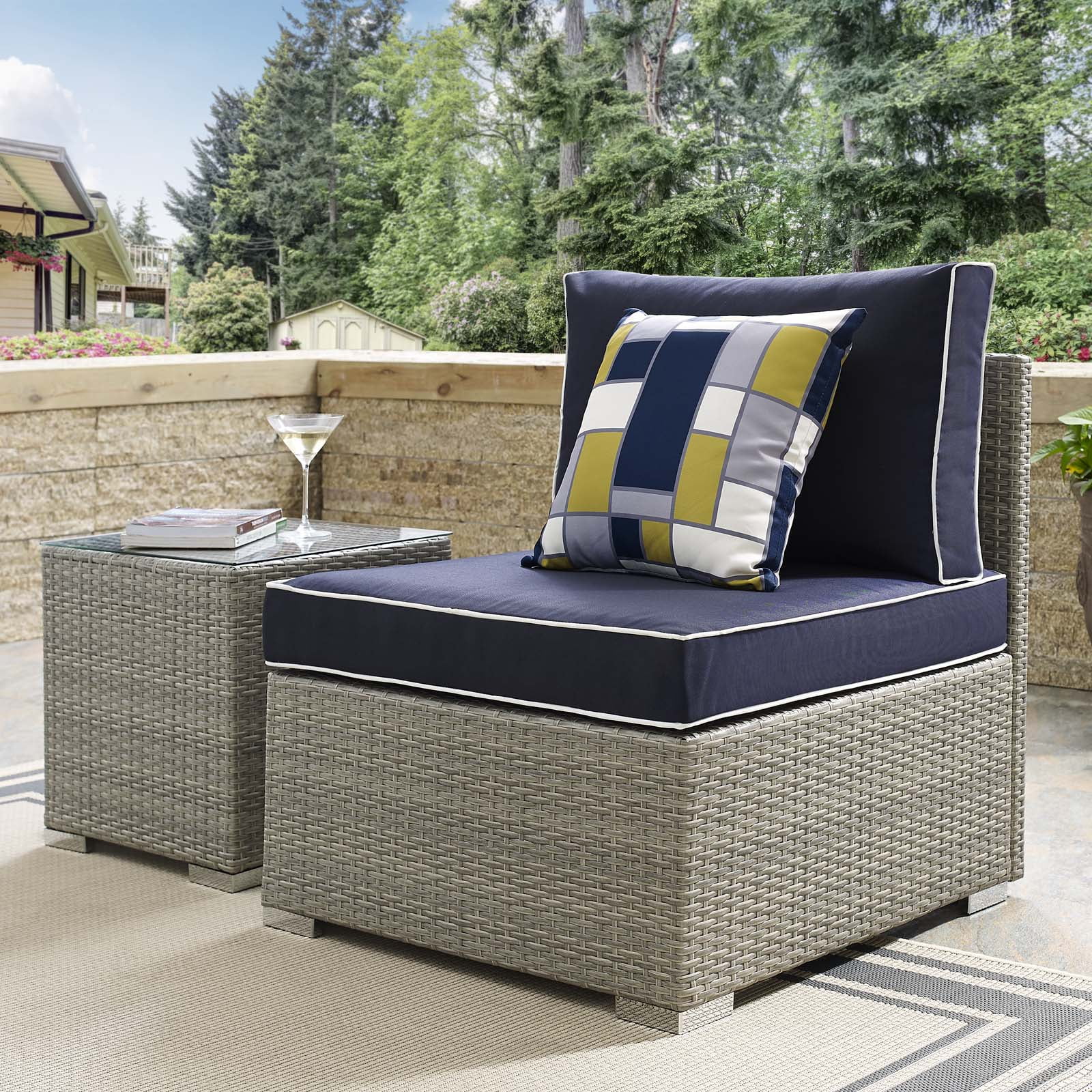 Modway Repose Outdoor Patio Armless Chair, Multiple Colors