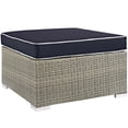 thumbnail image 1 of Modway Repose Outdoor Patio Upholstered Fabric Ottoman in Light Gray Navy, 1 of 2