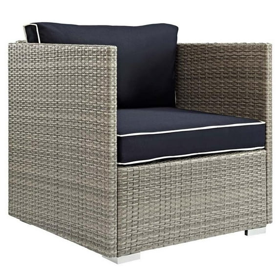 Modway Repose Patio Arm Chair in Light Gray and Navy