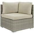 thumbnail image 1 of Modway Repose Rattan & Fabric Patio Corner Chair in Light Gray & Beige, 1 of 3