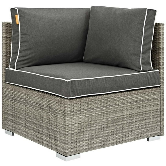 Modway Repose Outdoor Patio Corner in Light Gray Charcoal