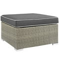 thumbnail image 1 of Modway Repose Outdoor Patio Upholstered Fabric Ottoman in Light Gray Charcoal, 1 of 2