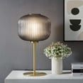 thumbnail image 1 of Modway 17.5” Satin-Finished Metal Table Lamp with Ribbed Glass Shade, 1 of 7
