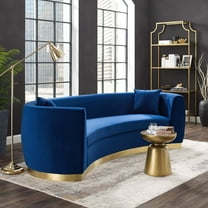 Modway Resolute Curved Performance Velvet Sofa in Navy