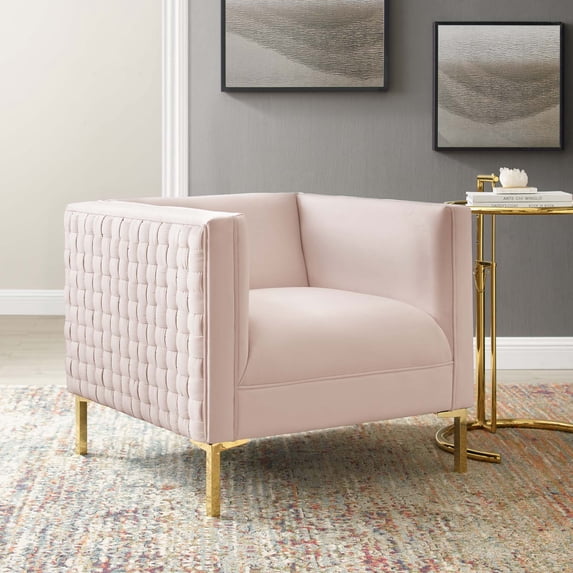 Modway Resonate Performance Velvet Armchair in Pink