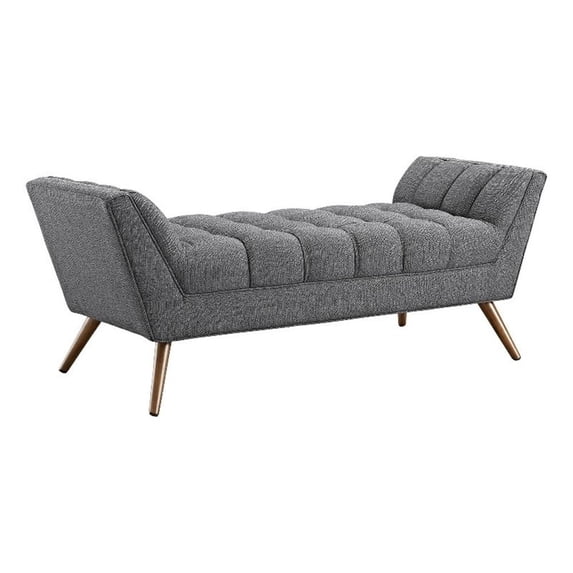 Modway Response Medium Modern Finely Upholstered Fabric Bench in Gray