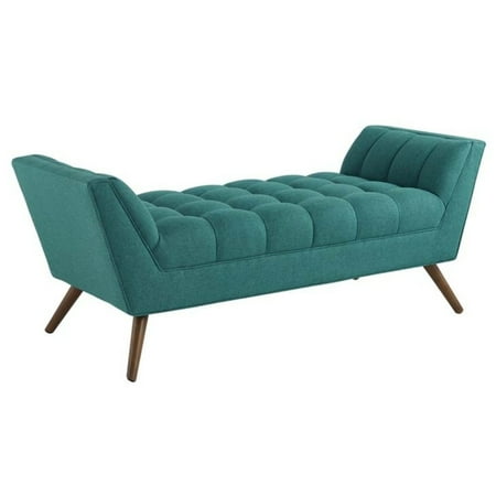 Modway Response Medium Modern Finely Upholstered Fabric Bench in Teal Blue