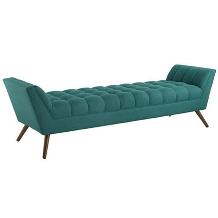 Modway Response Upholstered Fabric Bench in Teal