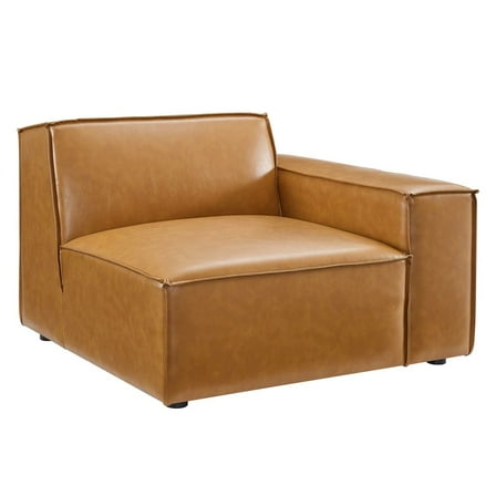 Modway Restore Right-Arm Vegan Leather Sectional Sofa Chair in Tan