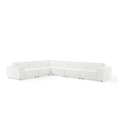 Modway Restore 6-Piece Modern Fabric Sectional Sofa in White