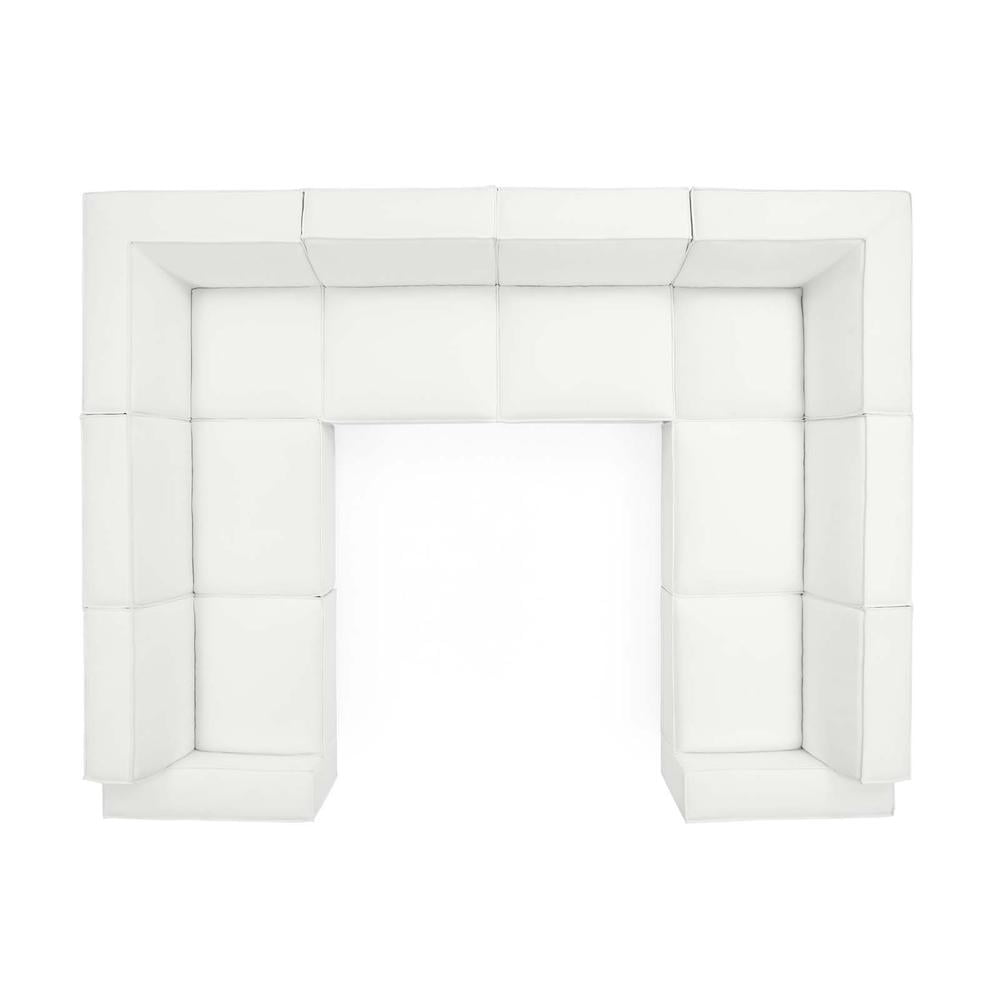 White Velvet 8-Piece Sectional Sofa with Ottoman