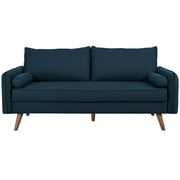 Modway Revive Fabric Upholstered Sofa with 2 Bolster Pillows, Multiple Colors