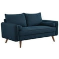 thumbnail image 1 of Modway Revive Modern Fabric Upholstered Loveseat in Walnut/Azure, 1 of 9