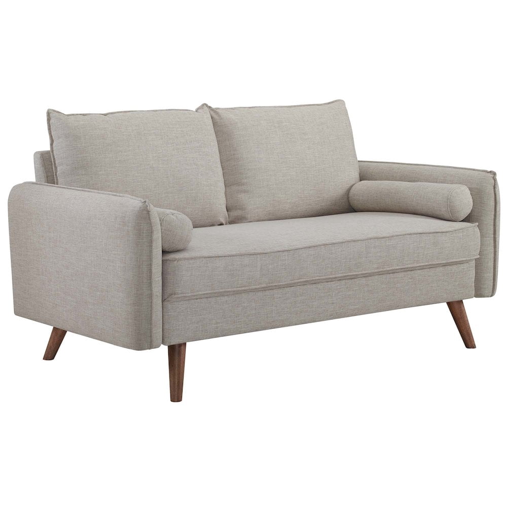 Modway Revive Modern Fabric Upholstered Loveseat in Walnut/Beige