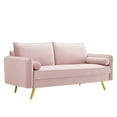 thumbnail image 1 of Modway Revive Modern Performance Velvet & Metal Sofa in Pink/Gold, 1 of 10