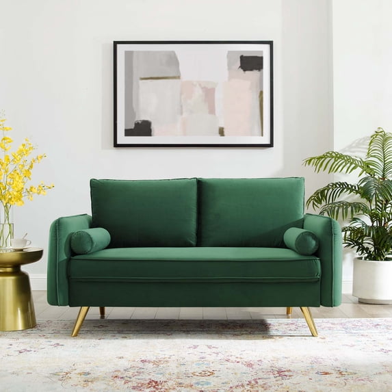 Modway Revive Performance Velvet Loveseat, Green