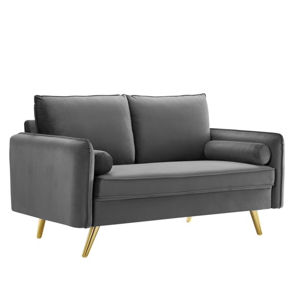Modway Revive Performance Velvet Loveseat in Gray